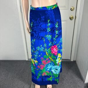 Vintage 60s 70s Harriet's Women's Skirt Floral Barkcloth Hawaiian Long A4-4